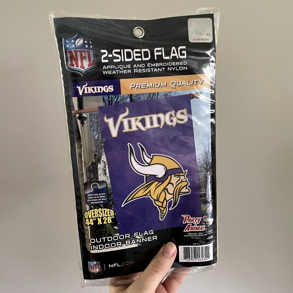 NWT NFL Minnesota Vikings Oversized 2 Sided Outdoor Flag Indoor Banner
